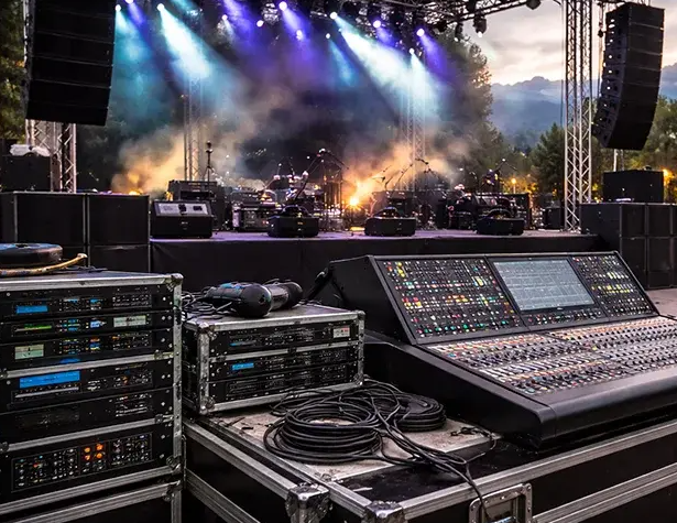 Professional PA system deployed in city square