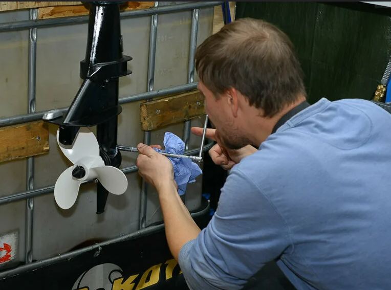 Boat engines and tools prepared for service